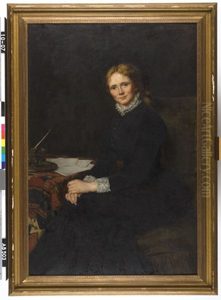 Portrait of een zittende vrouw Oil Painting by Therese Schwartze