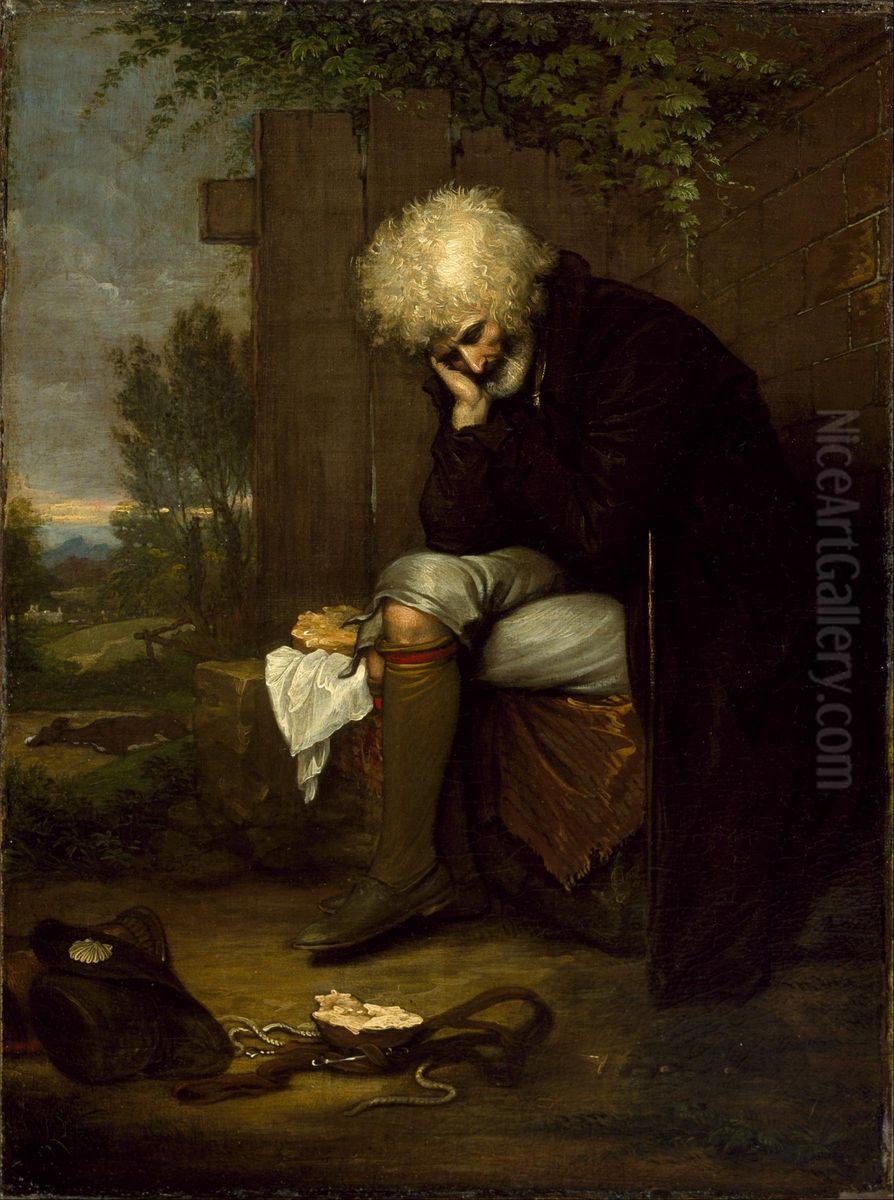 The Pilgrim Mourning His Dead Ass Oil Painting by Benjamin West