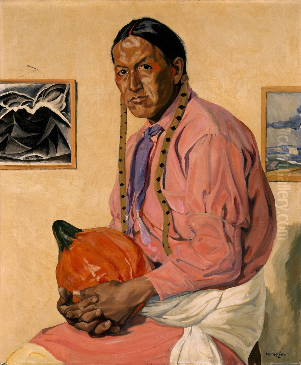 Portrait of a Man with a Pumpkin Oil Painting by Walter Ufer