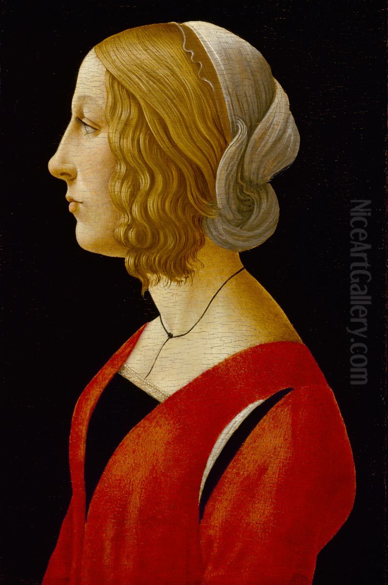 Potrait of a Young Woman - Bust of a Young Woman Oil Painting by Raffaellino del Garbo