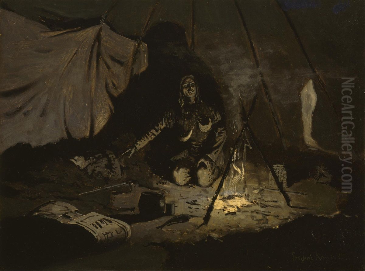 The Dry Leaves Lasted Longer Than She Oil Painting by Frederic Remington