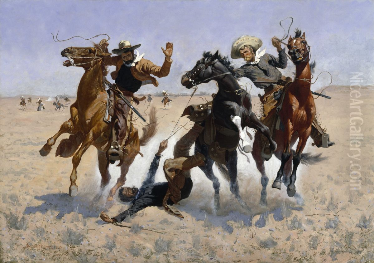 Aiding a Comrade Oil Painting by Frederic Remington