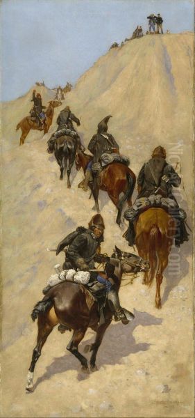 Scouts Climbing a Mountain Oil Painting by Frederic Remington