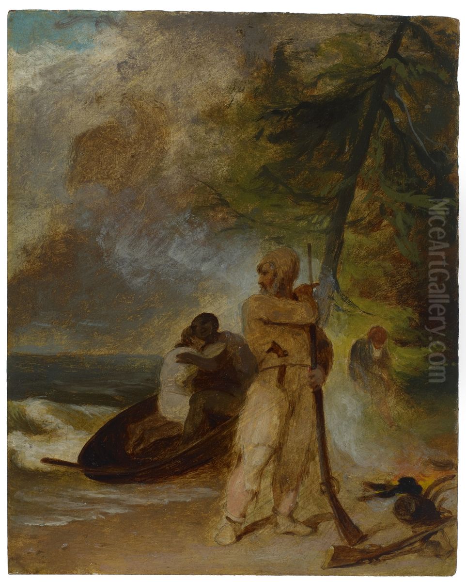 Friday's Father Rescued Oil Painting by Thomas Sully