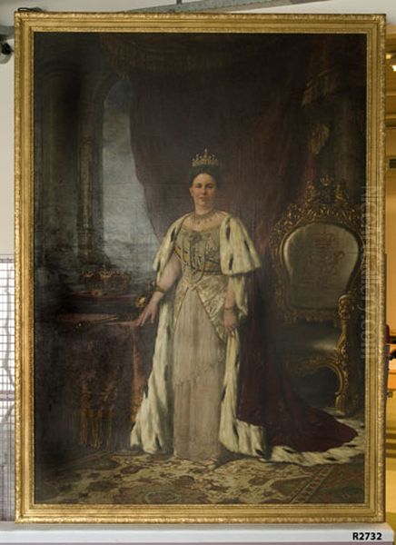 Koningin Wilhelmina (1880-1962) Oil Painting by Willy Martens