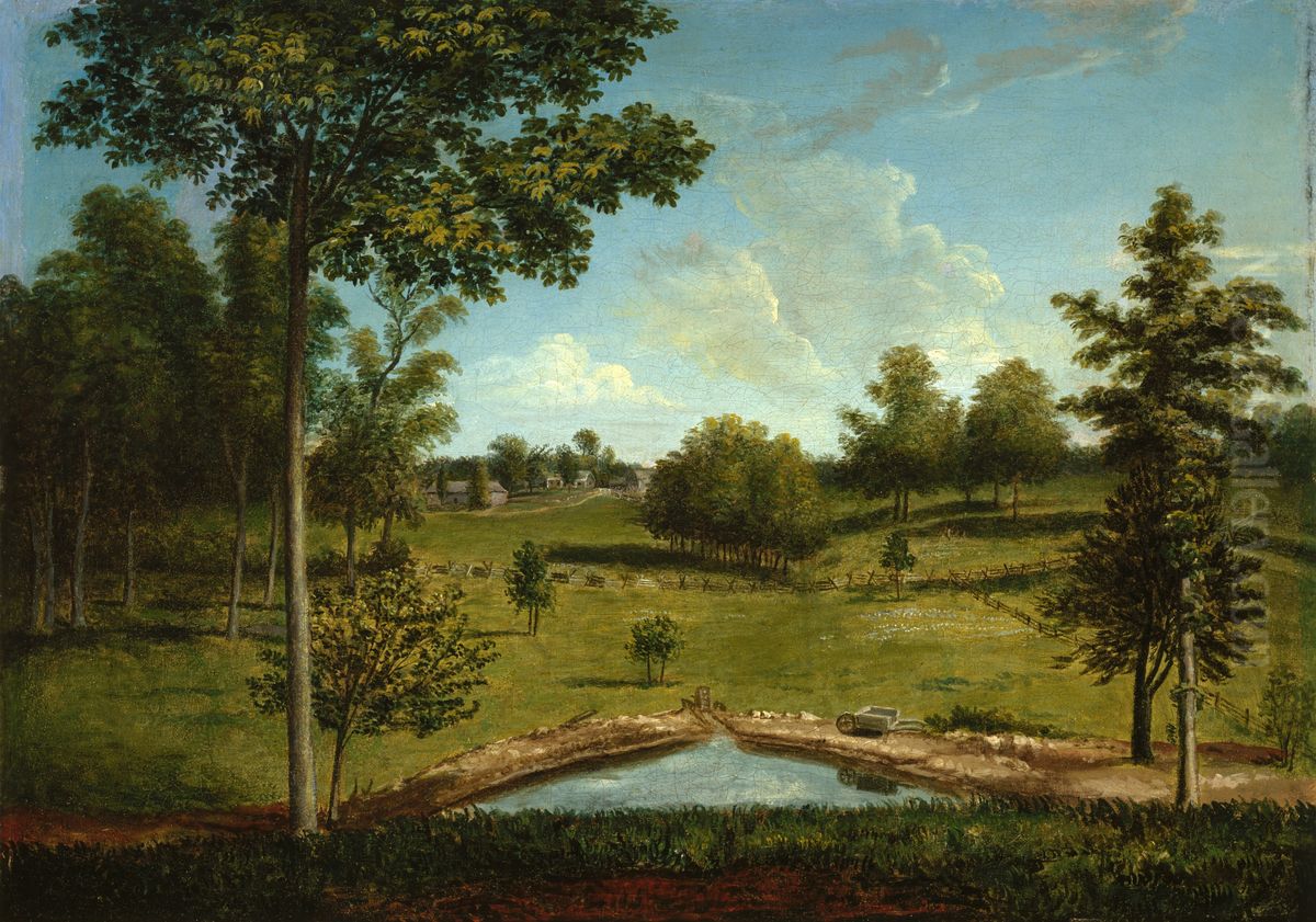 Landscape Looking Toward Sellers Hall from Mill Bank Oil Painting by Charles Willson Peale