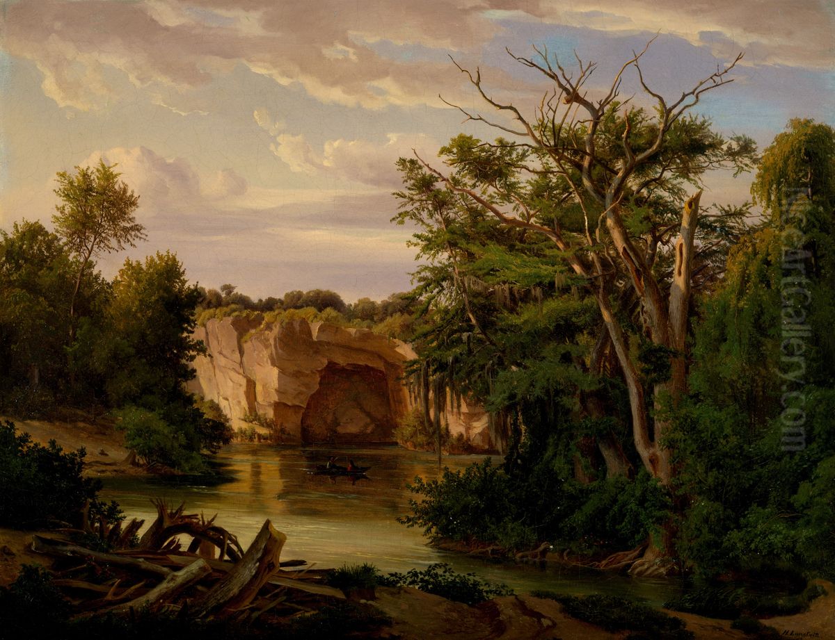 Hill Country Landscape Oil Painting by Hermann Lungkwitz