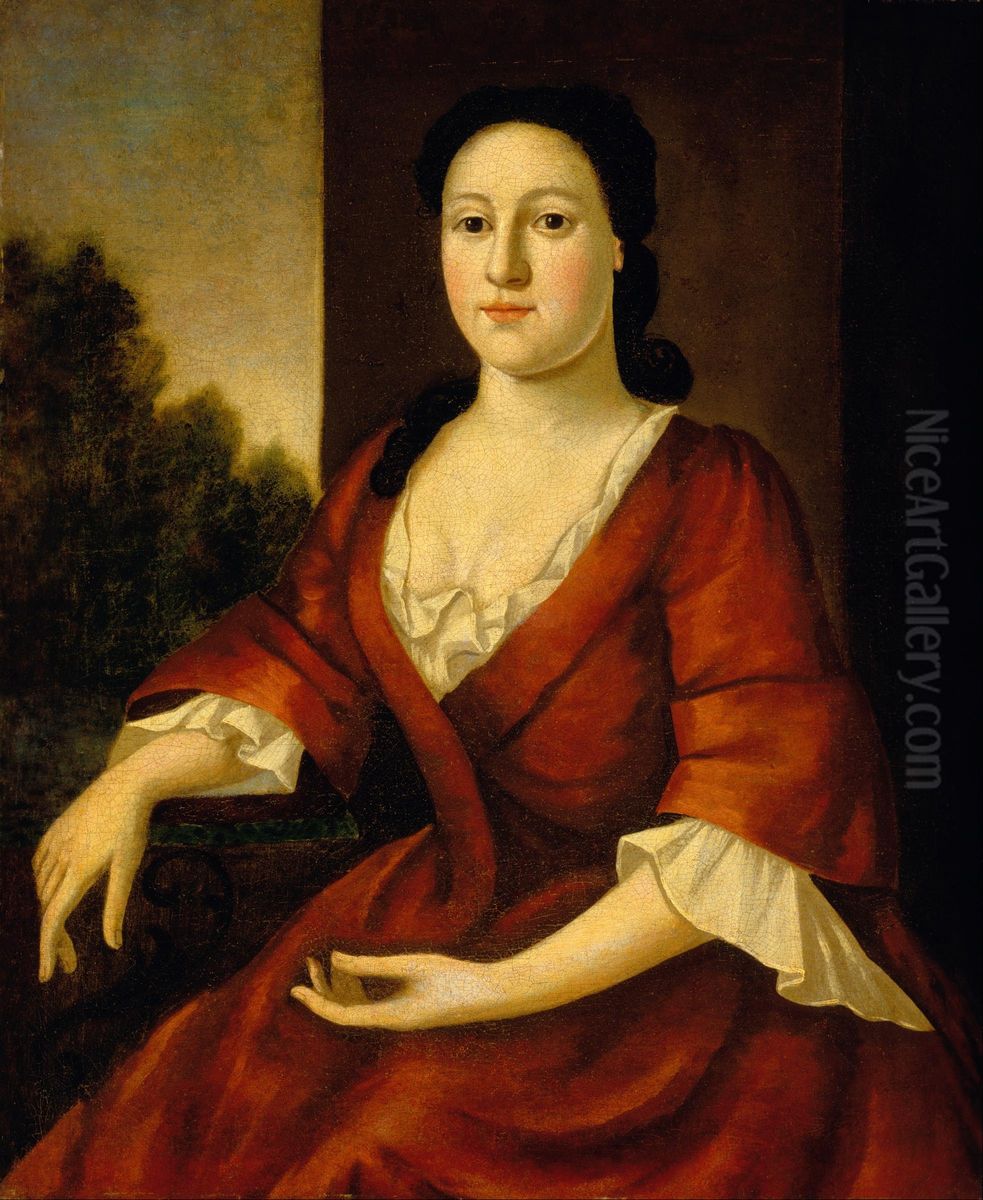 Portrait of Mrs. John Greenleaf (Priscilla Brown 1725-1759?) Oil Painting by John Greenwood