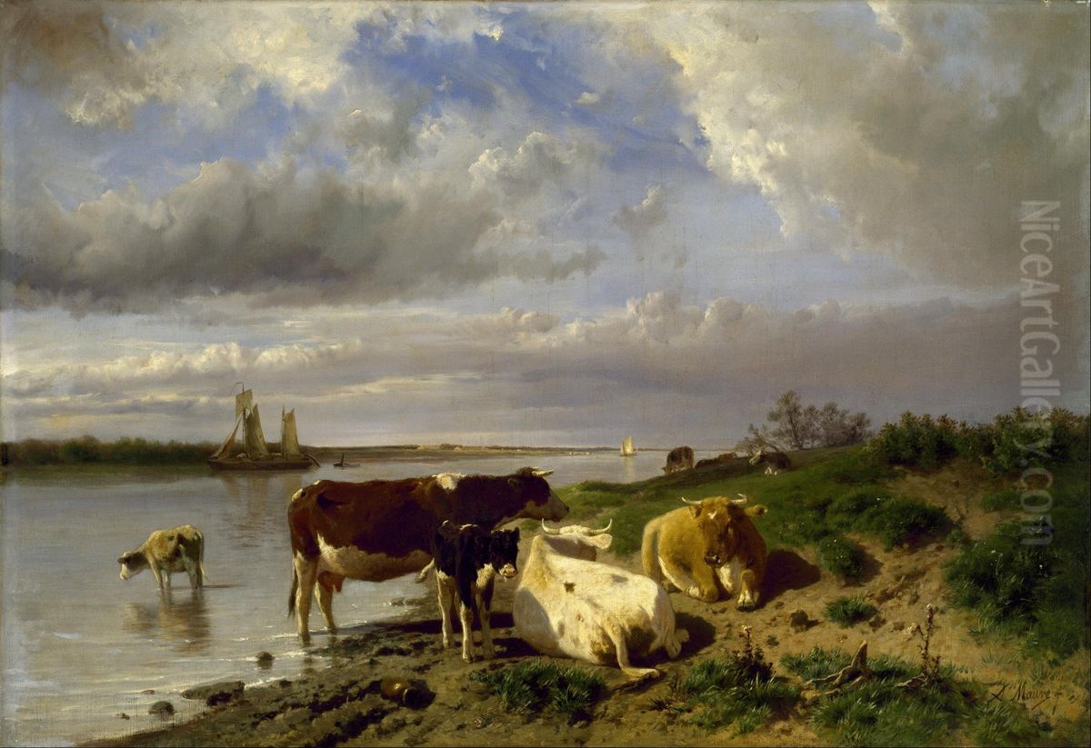 Landscape with Cattle Oil Painting by Anton Mauve
