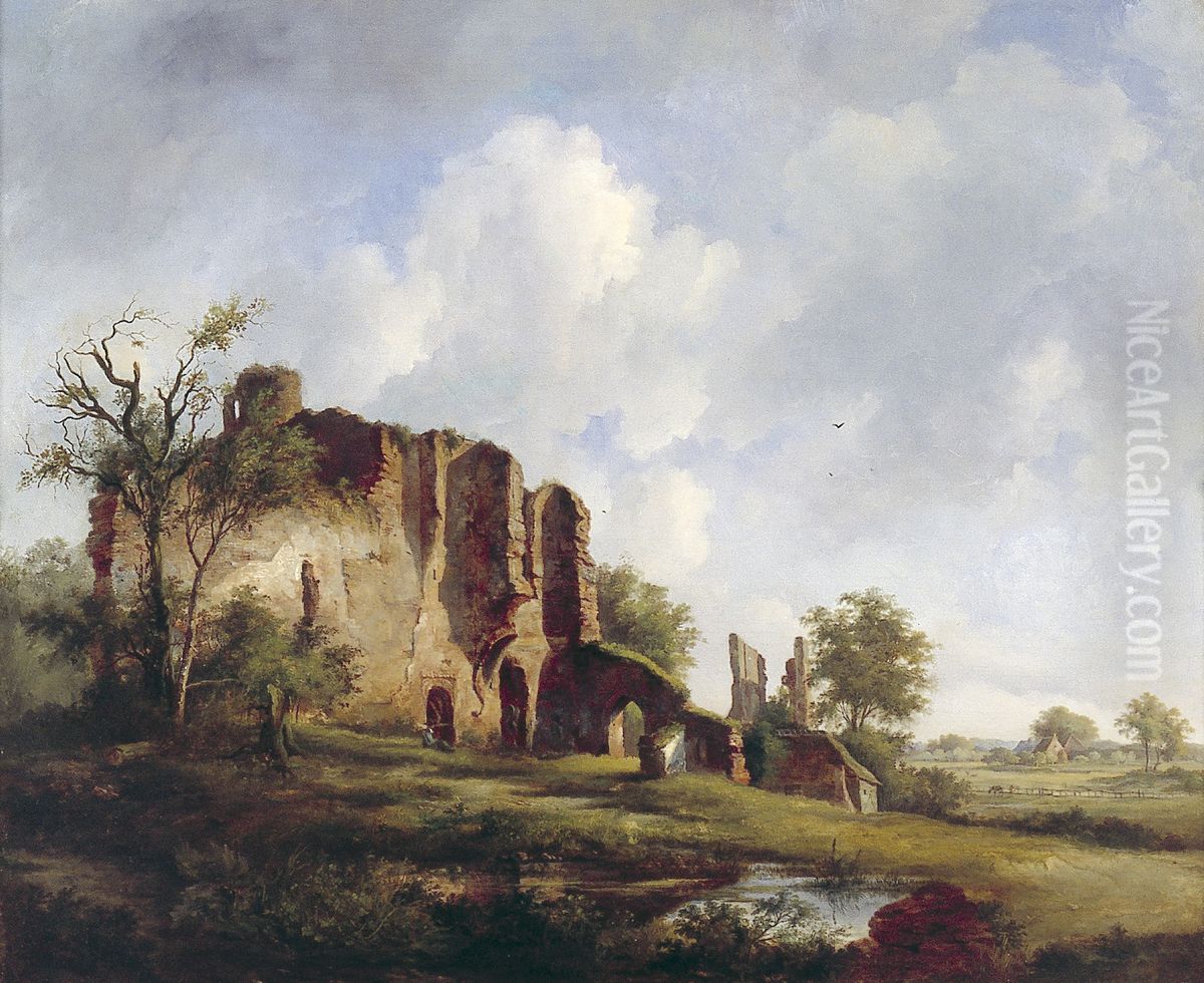 Ruine van Brederode Oil Painting by Barend Cornelis Koekkoek