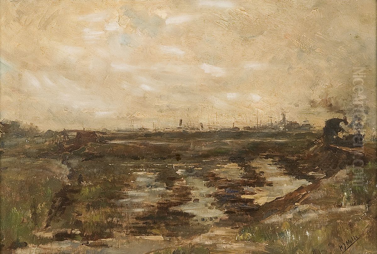 Het graven van de Waalhaven bij Rotterdam Oil Painting by Henricus Johannes Melis