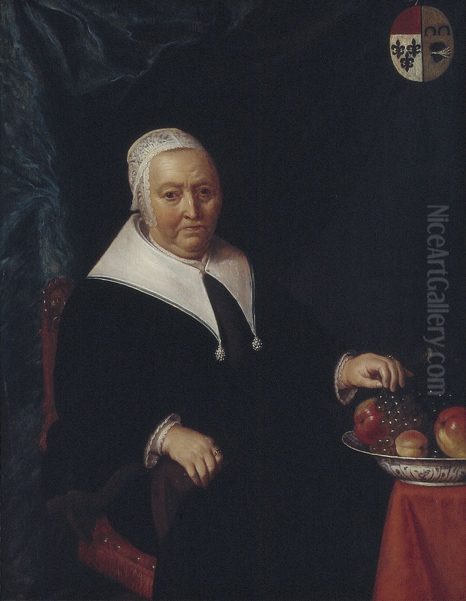 Portrait of Griet Jans van Neck (1580-1667) Oil Painting by Jan Albertsz Rotius