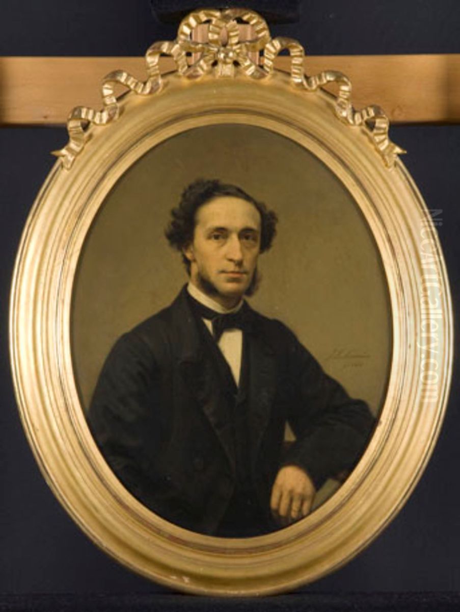 Professor mr. Otto van Rees (1825-1868) Oil Painting by Johan Heinrich Neuman