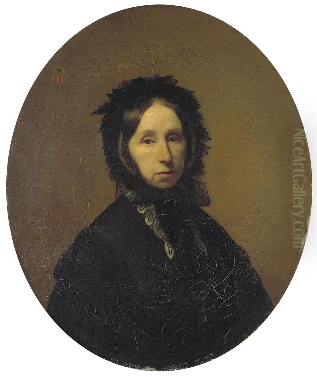 Jonkvrouwe Johanna Jacoba Wilhelmina van Salis (1793-1876) Oil Painting by Herman Antonie De Bloeme