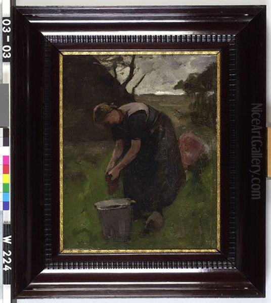 Boerenvrouw aan het werk (Ewijkshoeve) Oil Painting by Willem Witsen