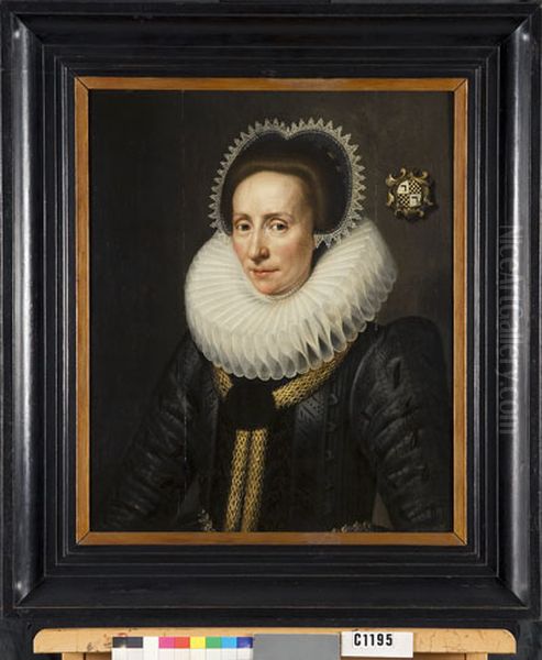 Catharina Winkelman (1576-1647). Echtgenote van Bonifacius de Jonge van Oosterland Oil Painting by Michiel Jansz. van Mierevelt