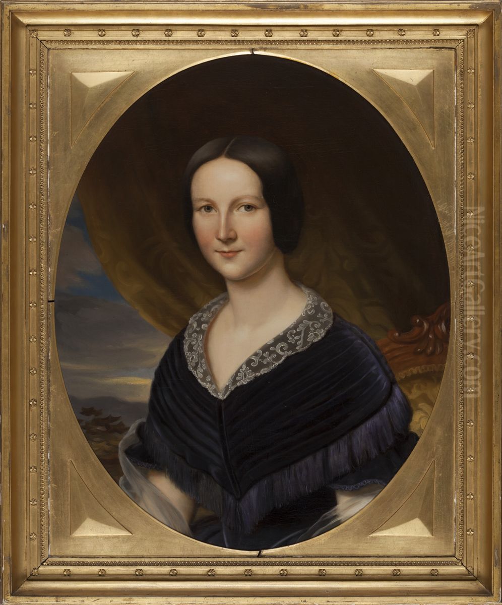 Adolphine Wilhelmina Anna van der Wijck (1819-1849). Echtgenote van Leopold, Graaf van Limburg Stirum Oil Painting by Jan Baptist Van Der Hulst