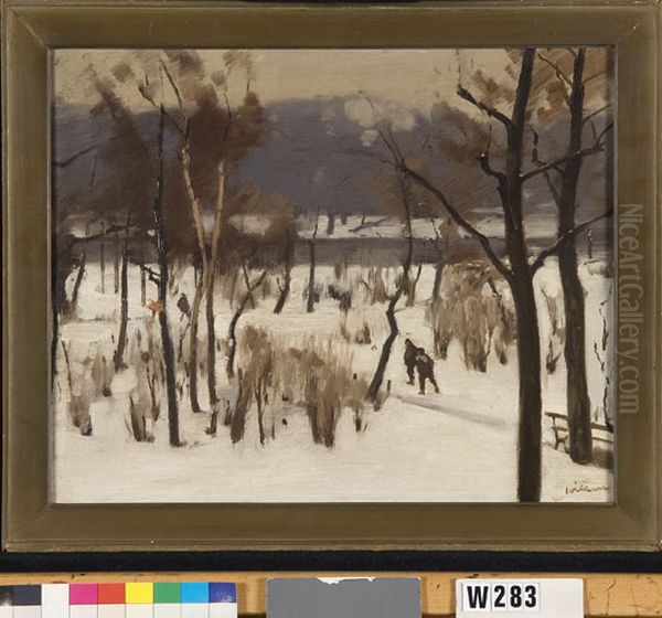 Children in the snow, Oosterpark Amsterdam Oil Painting by Willem Witsen