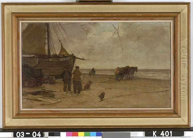 Oud Scheveningen Oil Painting by Johannes Evert Hendrik Akkeringa