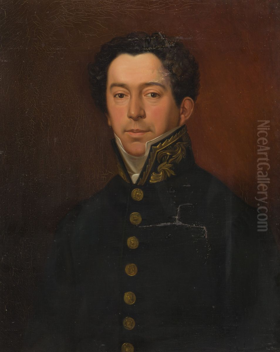 Portrait of Etienne Charles Francois van Schuylenburch (1799-1844) Oil Painting by Jan Baptist Van Der Hulst