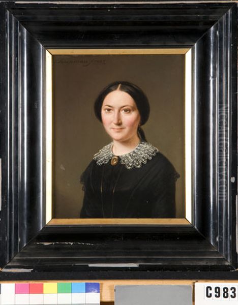 Gerarda Johanna Engelen (overl.1905). Echtgenote van Tieleman Avelingh Oil Painting by Izaak Schouman
