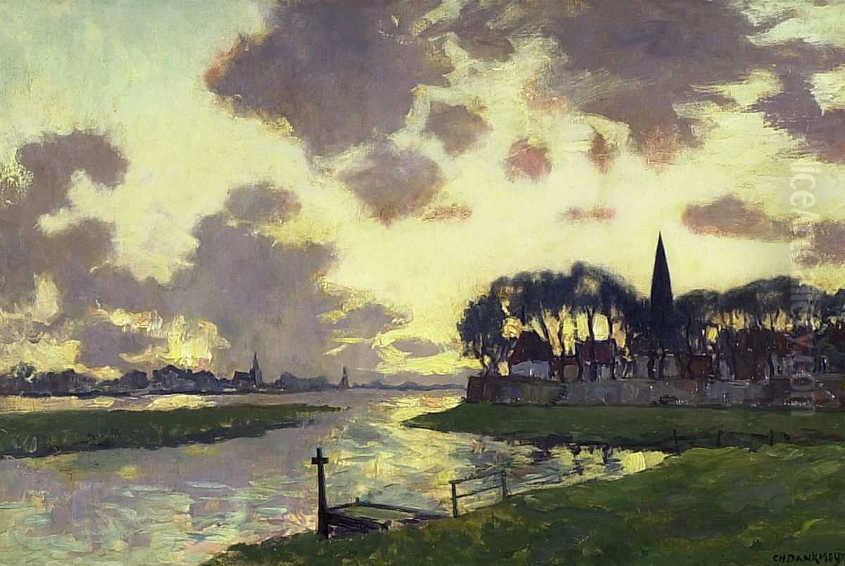 Rivierlandschap Oil Painting by Charles Dankmeijer