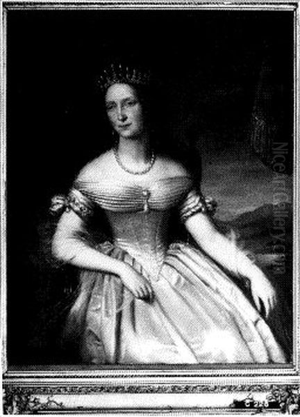 Anna Paulowna (1795-1865), koningin der Nederlanden. Echt- genote van Willem II, Koning der Nederlanden Oil Painting by Jan Baptist Van Der Hulst
