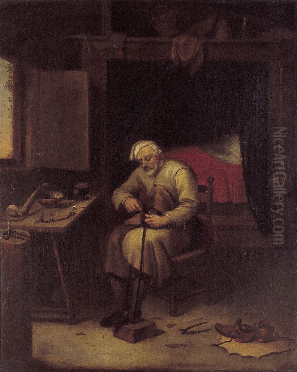 Schoenmaker Oil Painting by Quirijn van Brekelenkam