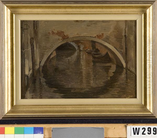 Brug in Venetie Oil Painting by Willem Witsen