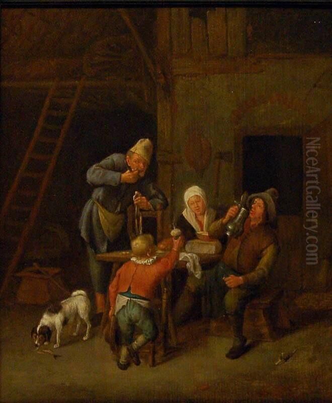 Peasant Family in barn Oil Painting by Jan Steen