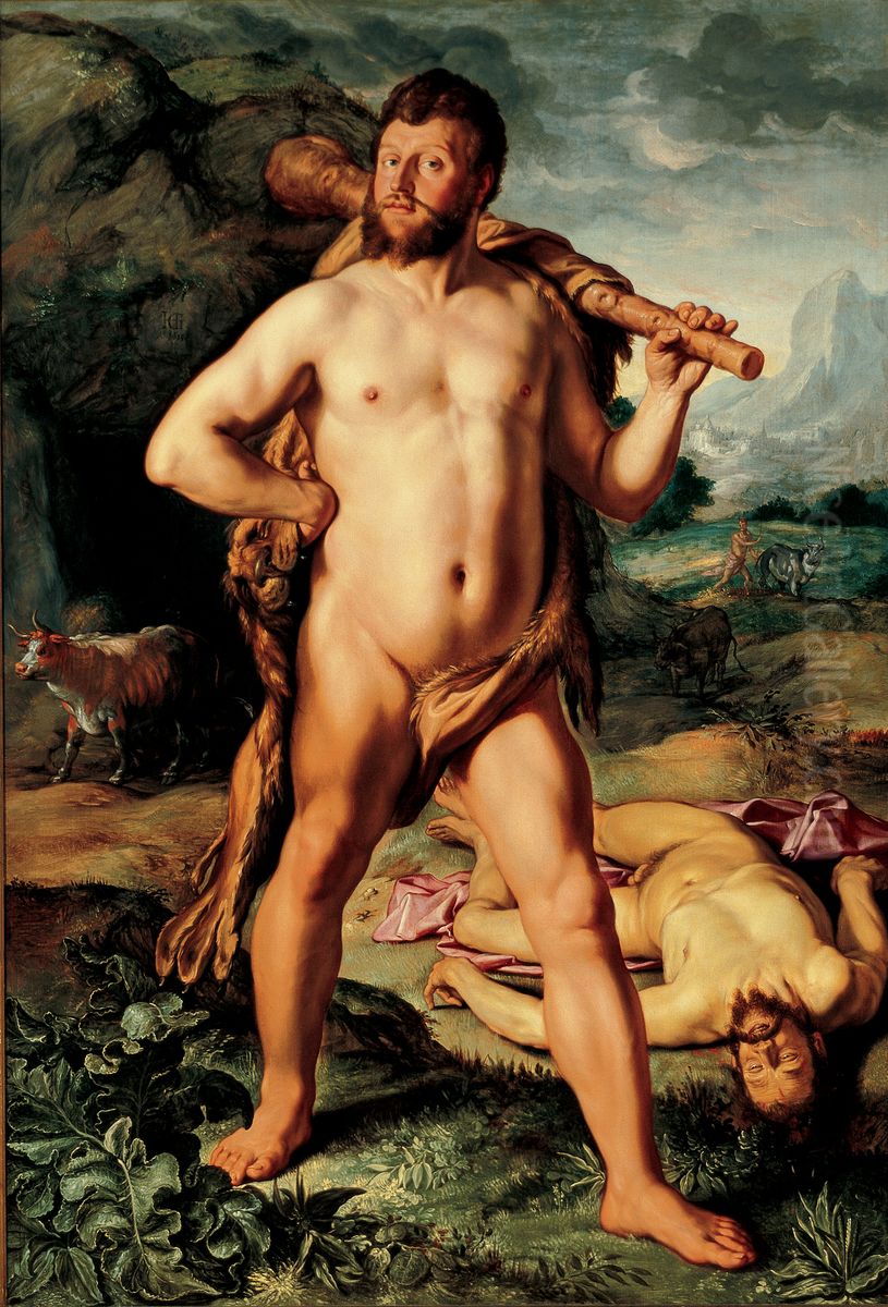 Hercules and Cacus.[1] Oil Painting by Goltzius Hendrick