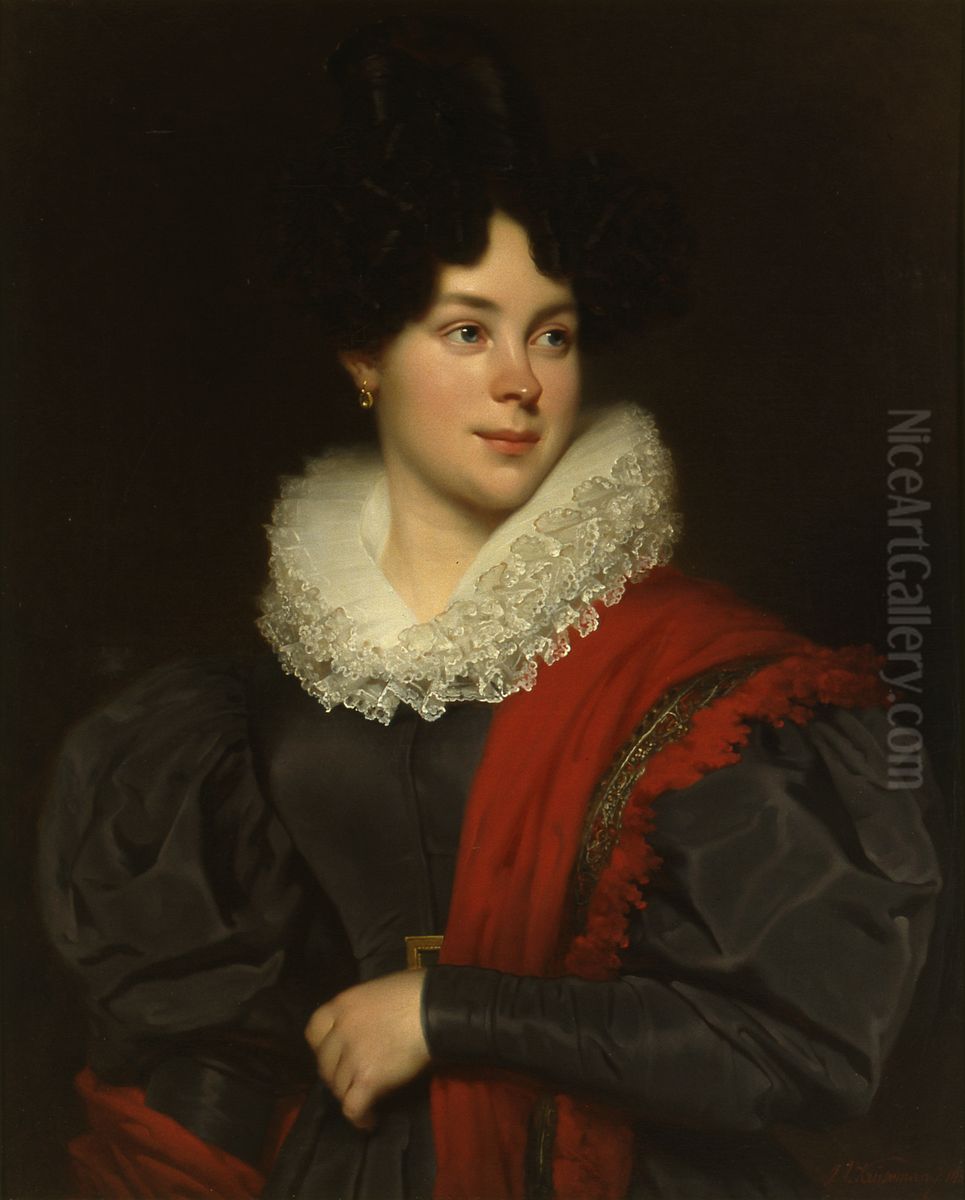 Portrait of Maria Suzanna de Vries (1804-1836) Oil Painting by Jan Adam Kruseman