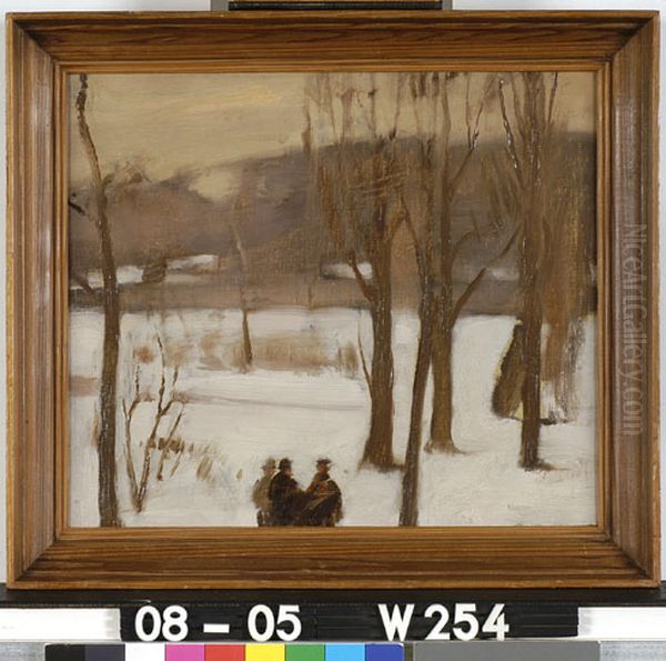 Sneeuw in het Oosterpark Oil Painting by Willem Witsen