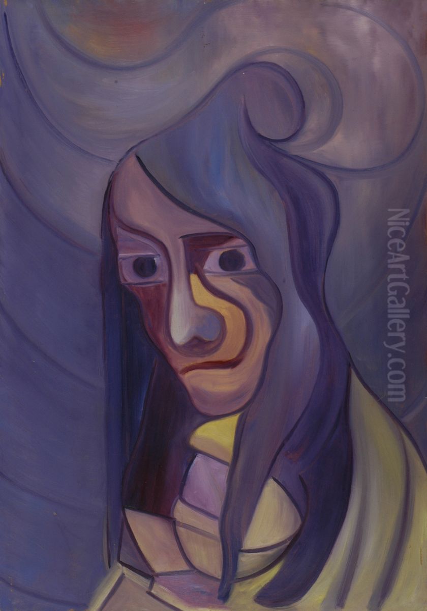 Portret met sterke lijnen Oil Painting by Karel Albert Schmidt