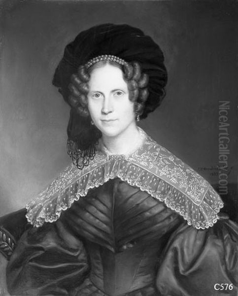 Portrait of Susanna Catharina Henrica van der Dussen (1790-1848) Oil Painting by Jan Baptist Van Der Hulst