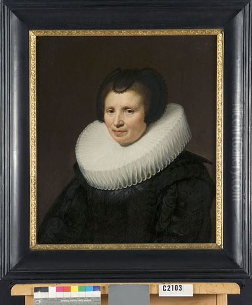 Cornelia ten Haeff (overl.1661). Echtgenote van Abraham de Brauw Oil Painting by Jan Van Ravesteyn