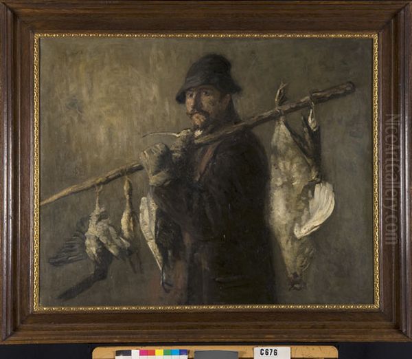 Portret van een jager Oil Painting by Andre Broedelet