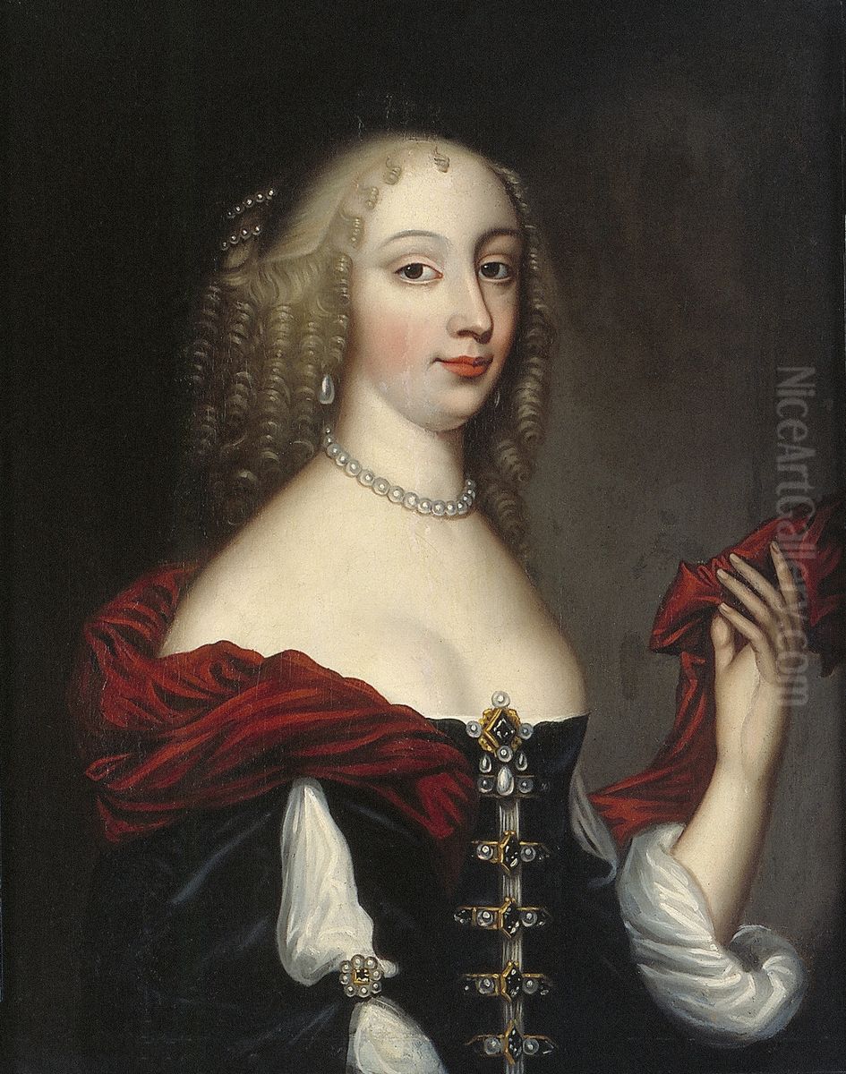 Portret van een vrouw, wellicht Anne Hyde (1637-1671), hertogin van York Oil Painting by Adriaen Hanneman