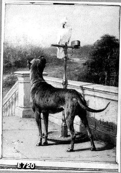 Dog with Parrot Oil Painting by Otto Erelman