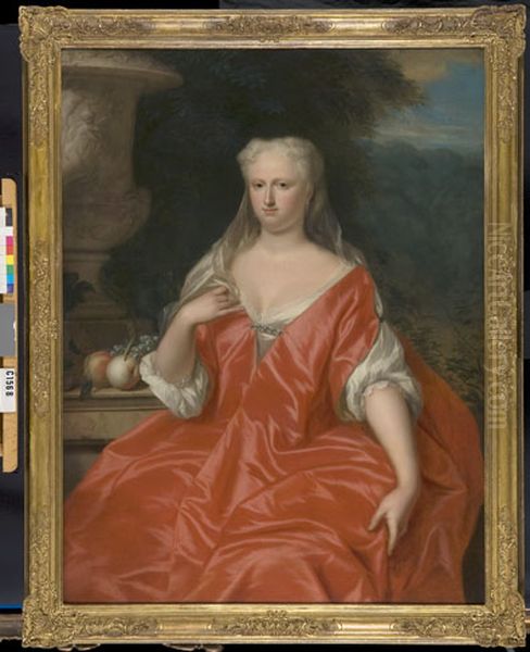 Portrait of Johanna Jacoba van Campen (1712-1770), wife of Pieter van Hoorn (1706-1763) Oil Painting by Philip van Dijk