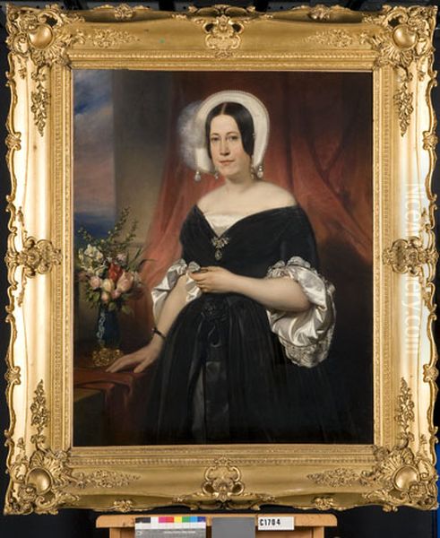 Elisabeth Petronella Josina Wilhelmina Hoekwater (1809-1853) Echtgenote van Samuel Hartogh Heys van Zouteveen Oil Painting by Willem Hendrik Schmidt