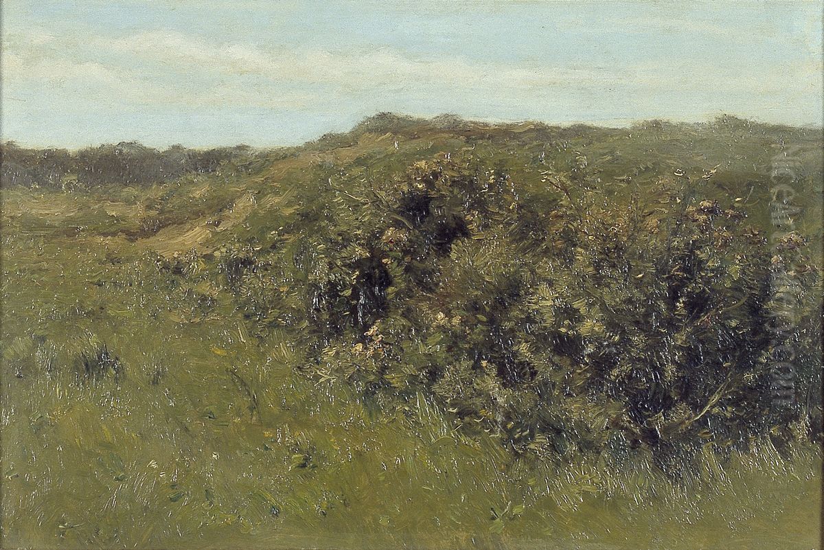 Dune landscape with shrubberies Oil Painting by Johannes-Hubertus-Leonardus de Haas