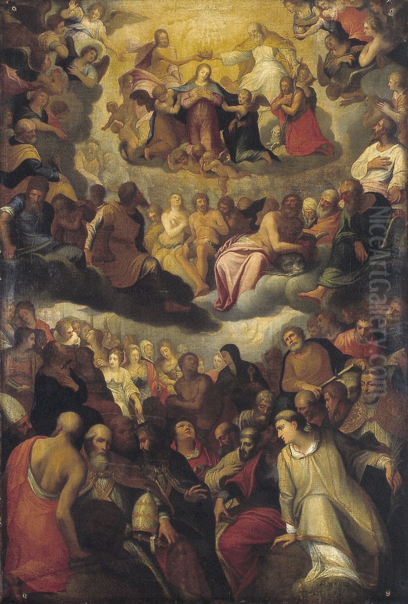 Crowning of the Virgin Mary in Heaven Oil Painting by Hans Rottenhammer