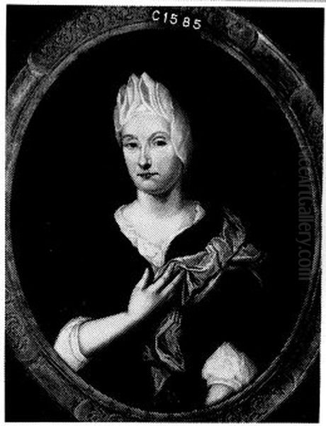 Anna Wilhelmi (1648-1728). Echtgenote van Johannes Radaeus Oil Painting by Johannes van Haensbergen