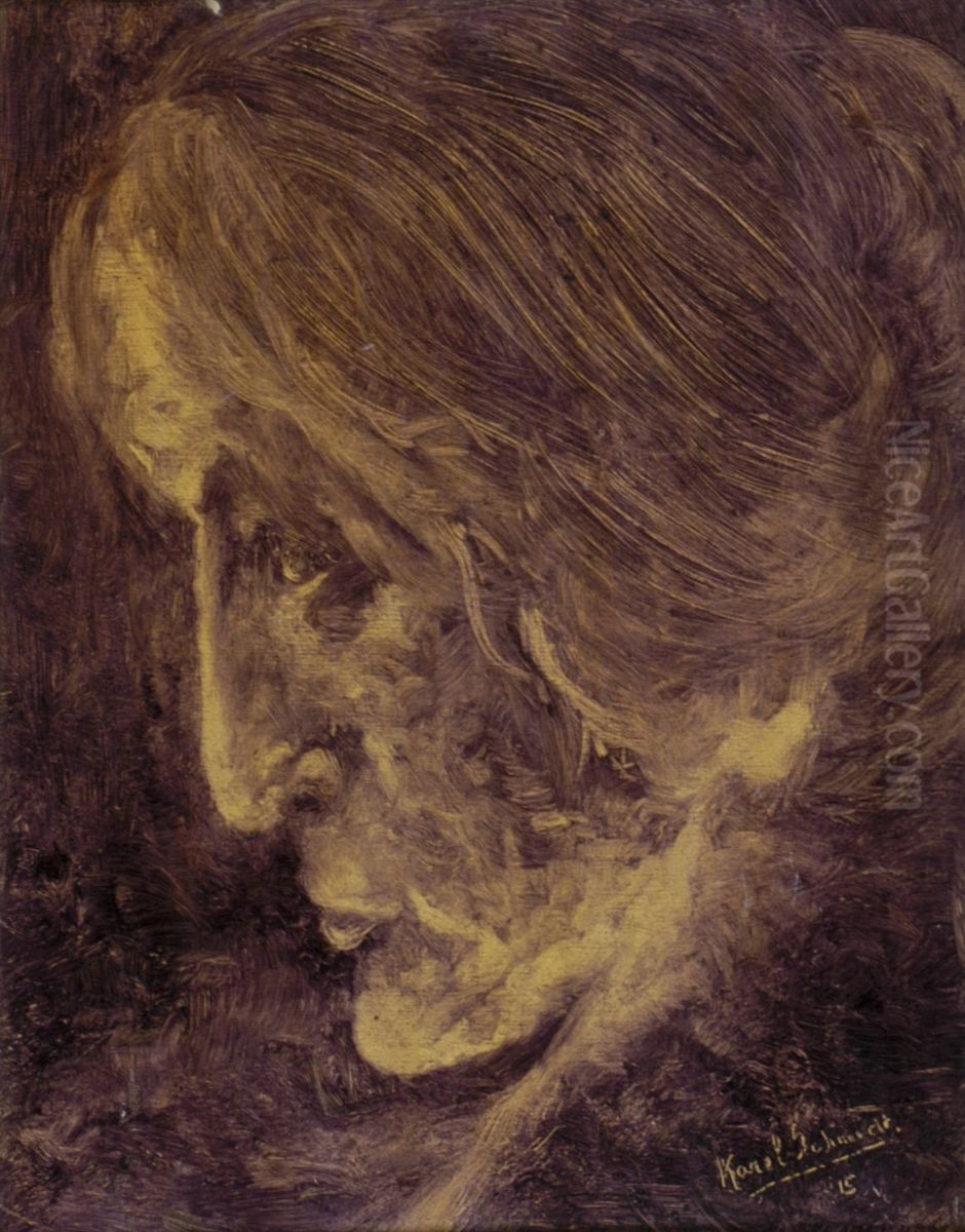 Portret in een kleur Oil Painting by Karel Albert Schmidt