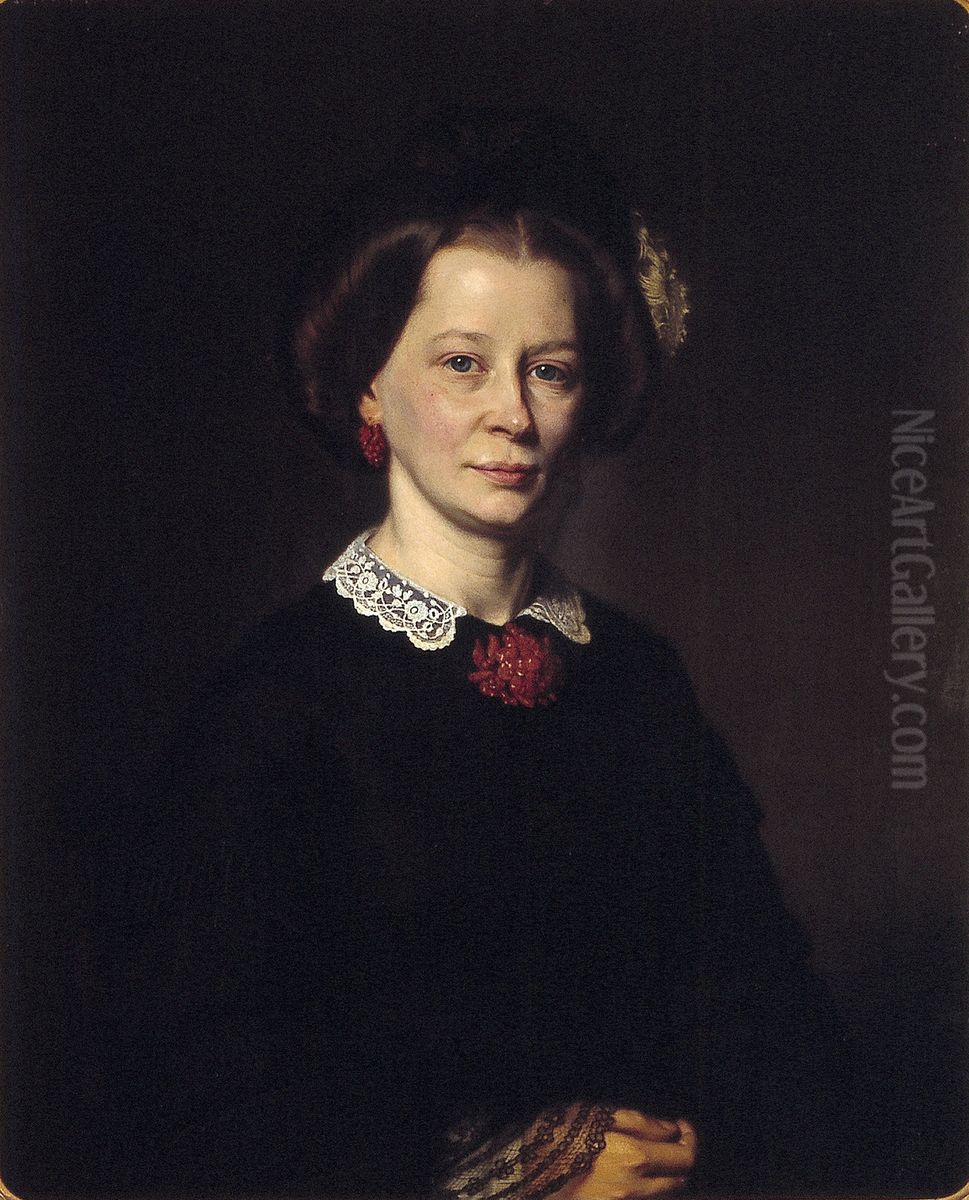 Johanna Elisabeth Frederica Bouricius (1817-1870) Oil Painting by Johan Heinrich Neuman
