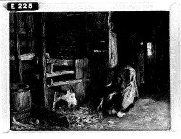 In the Stable Oil Painting by Jacques Zon