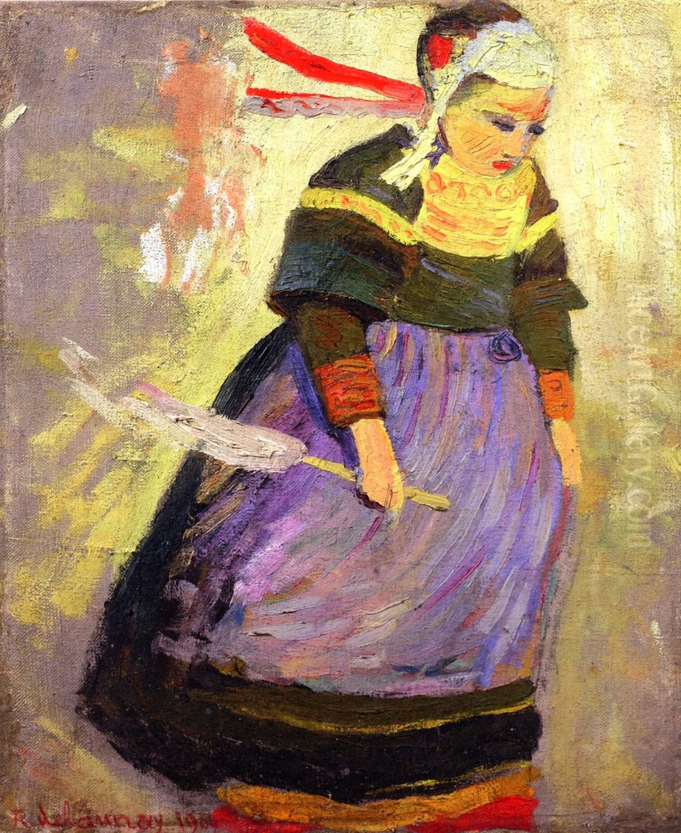Breton Woman Oil Painting by Robert Delaunay