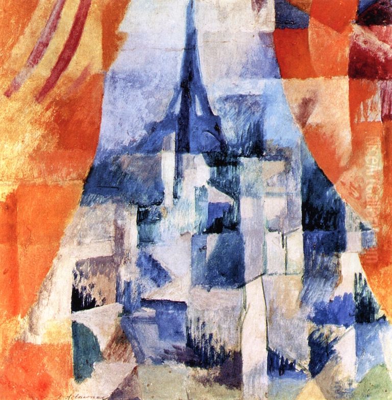 Window with Orange Curtains Oil Painting by Robert Delaunay