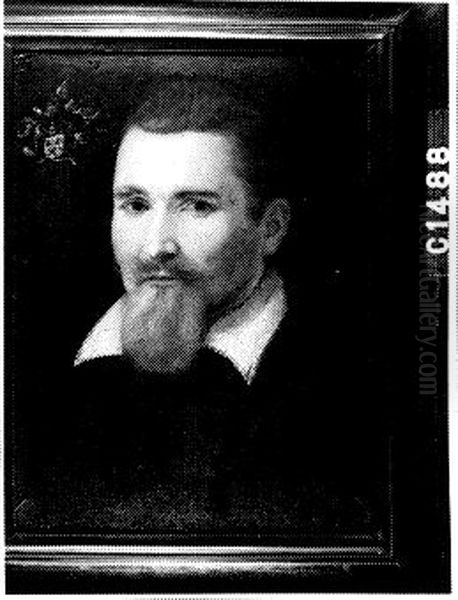 Portret van een lid van de familie Hallincq, wellicht Frans Hallincq (1569-1622) Oil Painting by Adriaen Hanneman